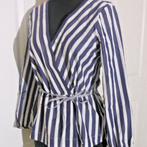 J CREW Striped Faux-Wrap Top 8p-FITS 6P NWT $68 - Picture 4 of 7